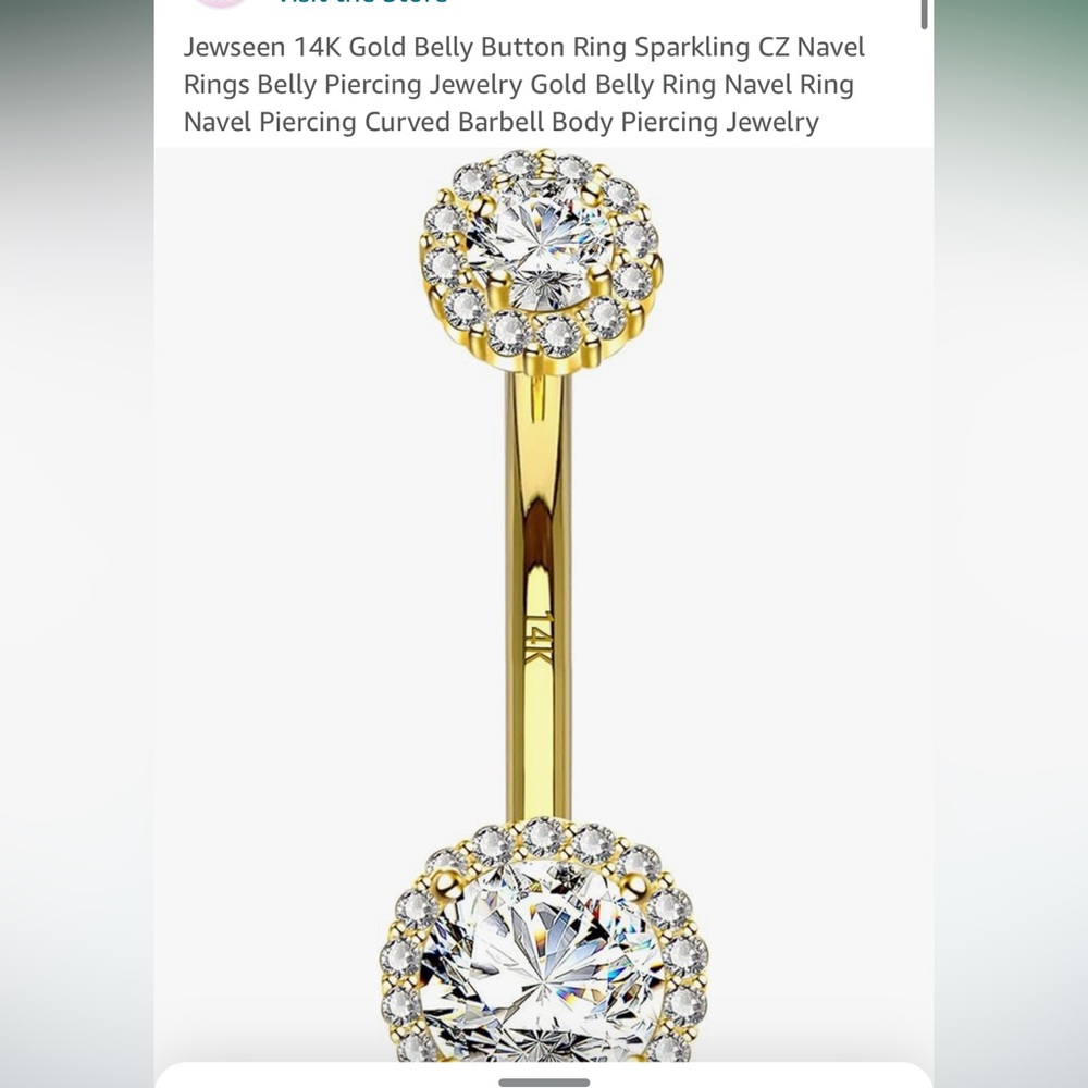 14k Belly Button Ring-Jewseen on Amazon